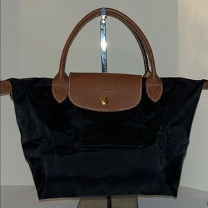 Longchamp Black and Brown Tote Bag